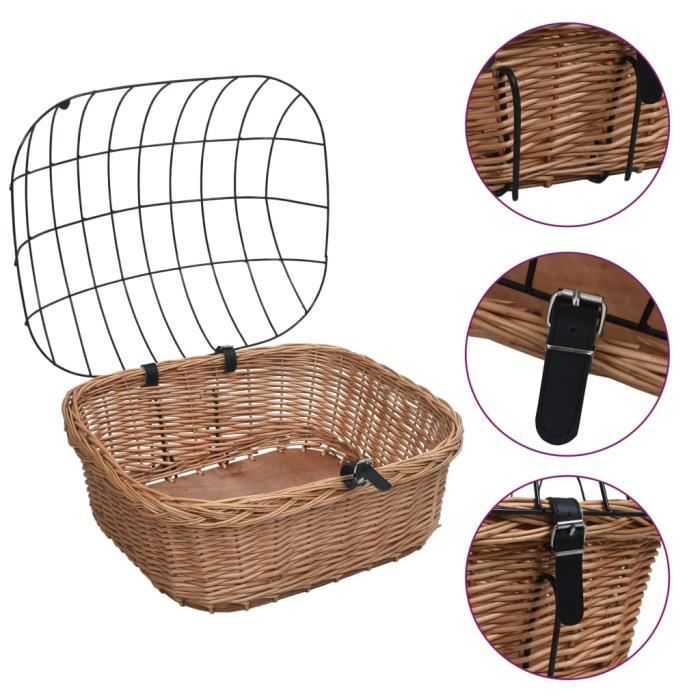 Panier Avant Pour Vélo Enfant Amovible - En Fer, Dimensions 24.5x18x14 Cm, Avec Poignée Et Sangle De Fixation, Noir Ou Rose