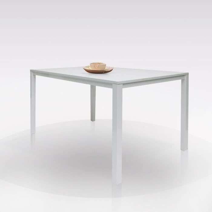 dmora table à rallonges en métal peint et plateau en stratifié, coloris blanc, 130 x 76 x 85 cm.