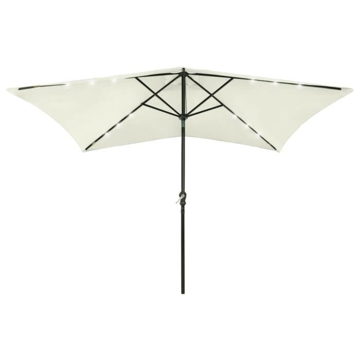 Fangming-Parasol avec LED et mât en acier Sable 2x3 m