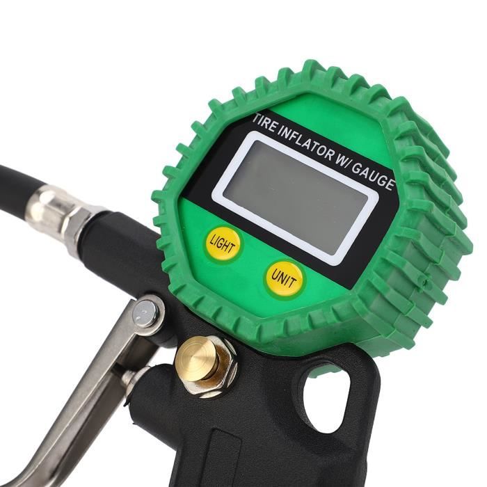 Manometre Pression Pneu, 220 PSI Pistolet Gonfleur Pneus Voiture, Manomètre Multifonction Pour