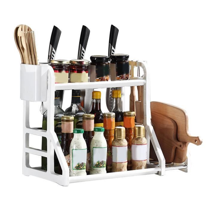 étagère debout polyvalente de cuisine étagère de rangement de cuisine étagère d'angle mobile étagère à salee cuisson blanc