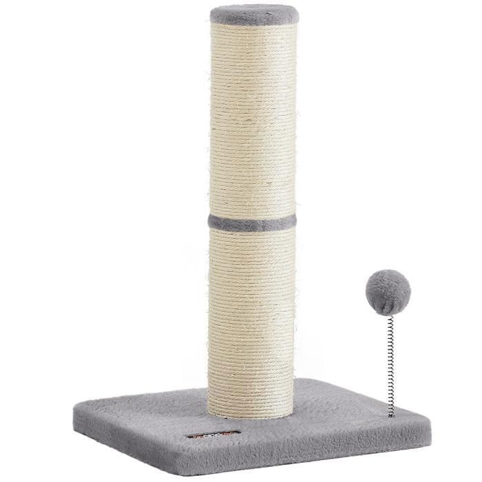 Meilleurs prix pour Griffoir pour Chat, 53 cm de Haut, Poteau à Gratter en Sisal, Pompom à Ressort avec Clochette, Gris Tourterelle
