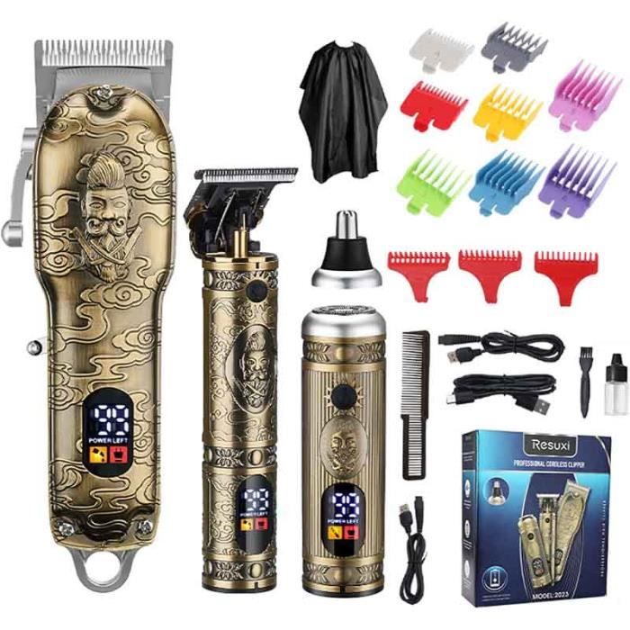 Étanche Tondeuse Cheveux ProTondeuse Barbe USB ÉlectriqueTondeuse NezCheveux Soins du Visage pour Hommes Kit Complet