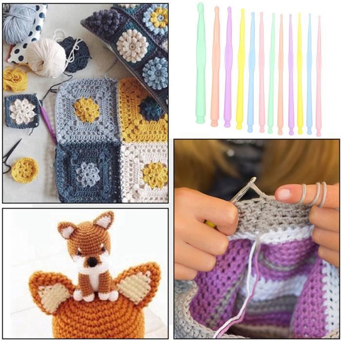 JIN-Duokon Crochet coloré 12pcs bricolage artisanat crochet crochet kit de  tricotage coloré en plastique crochet aiguilles ensemble - Cdiscount  Beaux-Arts et Loisirs créatifs