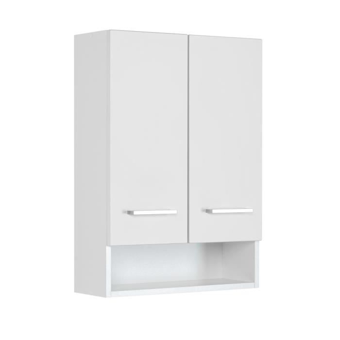 Armoire murale Ricca avec 2 portes en aggloméré mélaminé blanc. Façade en MDF mat. Armoire murale Ricca avec 2 portes en aggloméré mélaminé blanc. Façade en MDF mat.