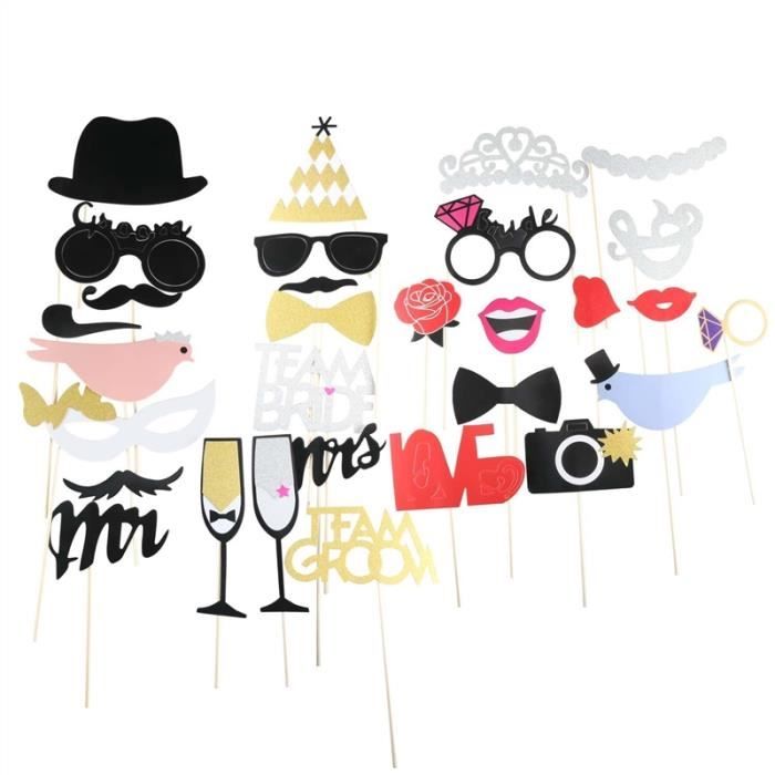 31pcs Accessoires Photobooth Photomaton Avec Baton Pour Fete Vacances Noel D Anniversaire Moustache Lunettes Chapeau Levre Cdiscount Au Quotidien