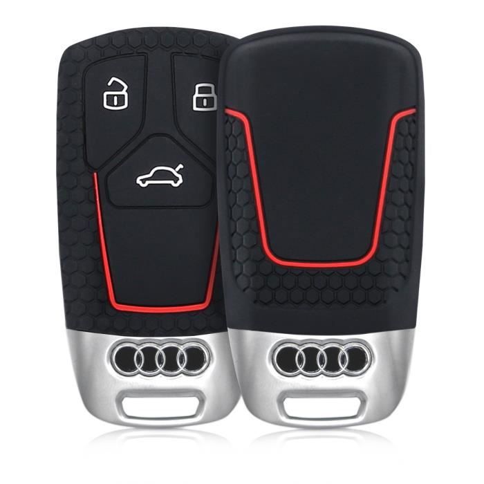 kwmobile Accessoire clé de voiture pour Audi - Coque pour clef de voiture Smartkey (Keyless Go uniquement) Audi 3-Bouton en silicone