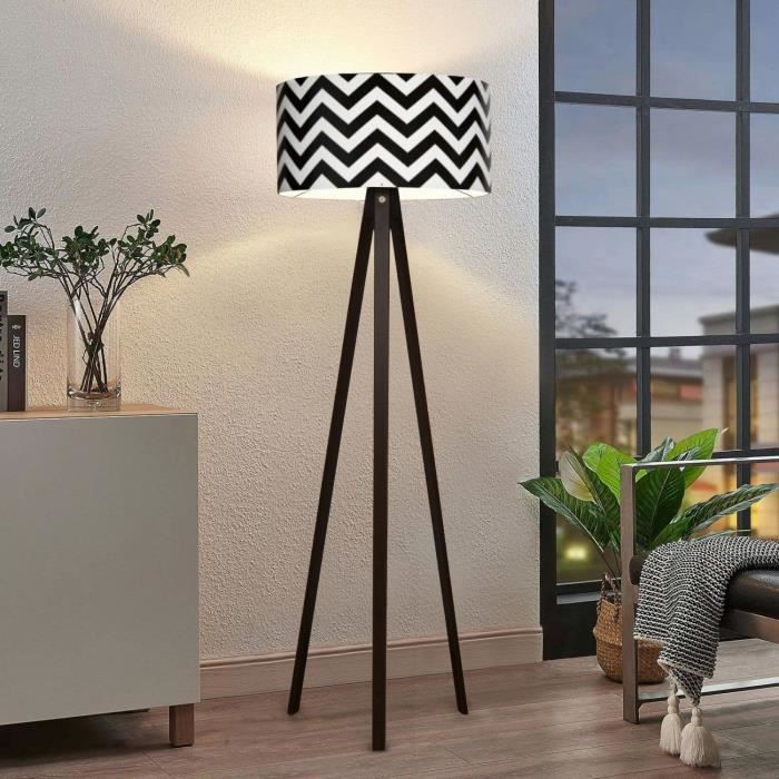 Lampadaire Newport hauteur 140 cm E27 noir - blanc [lux.pro]