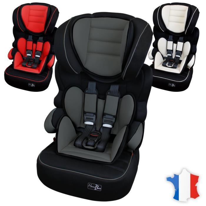 Siège auto et rehausseur - Groupe 1.2.3 de 9 à 36kg - Gris - Monsieur Bébé