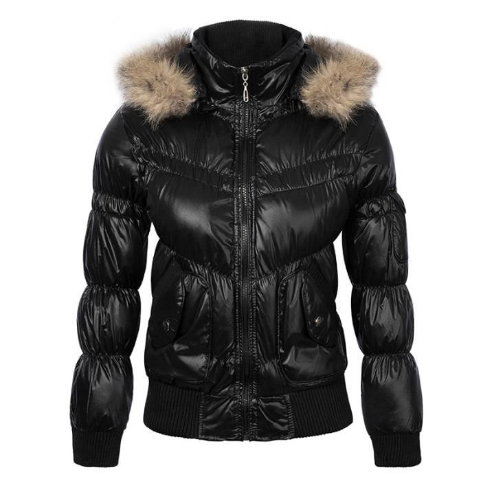 Doudoune Femme hiver slim a capuche de col en fausse fourrure Vêtement