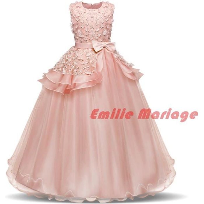 Robe De Soiréerobe Fille Enfant De Cérémonie Avec Noeud