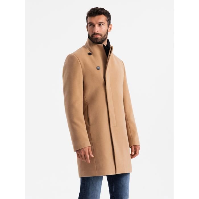 Manteau Long et Ajusté Ombre Pour Homme Beige Beige