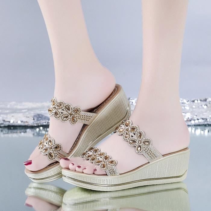 Sandales Femme à Talons Avec Plumes Et Cristaux - Élégantes Et Confortables Pour Toutes Occasions