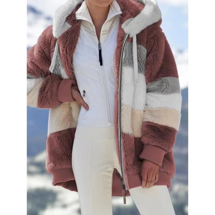 Veste à capuche Épais et chaud Veste d/'hiver pour femme Manteau en peluche Manteau long Longue Parka pour femme Hiver Élégante Automne