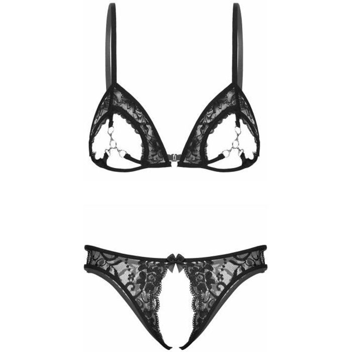 Ensemble Lingerie Sexy Cuir Verni - Bodys Dos Nu, Transparent, Jeu Coquin SM