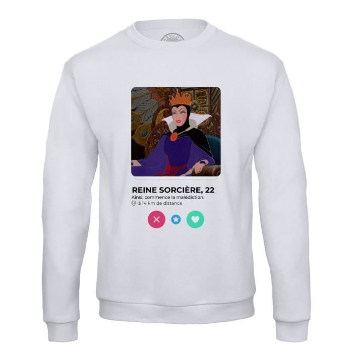 Sweat Shirt Homme Reine Sorciere Blanche Neige Reseau Social Drague Parodie Blanc Cdiscount Pret a Porter