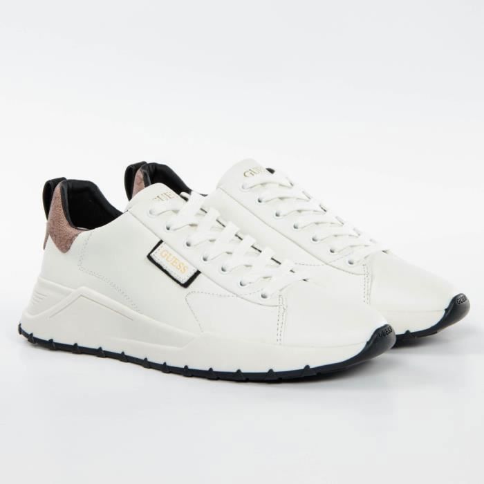 Guess Basket Guess Homme Running lucca Blanc cuir
