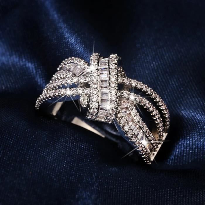 Bague élégante En Argent Sterling Avec Pavé De Cristaux - Taille 54 - Style Vintage - Occasion En Parfait état