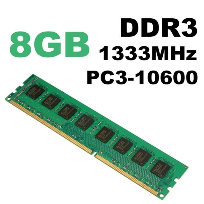 NEUFU 8 GO GB Mémoire RAM DDR3 PC3-10600 1333 MHz Desktop PC DIMM 240 pin  Pr AMD système - Cdiscount Informatique