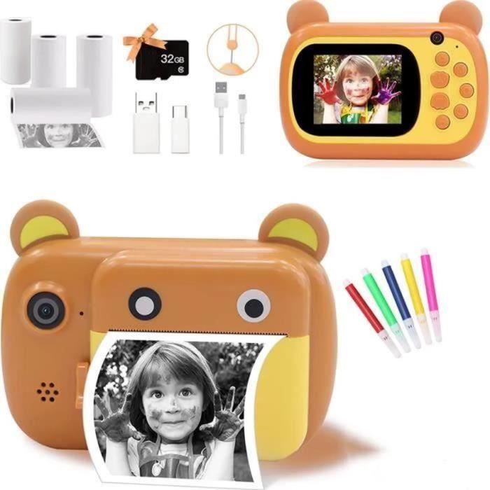 Appareil photo enfant -32G Appareil Photo pour Enfant - Impression Instantanee Photo -4 rouleaux de papier dimpression -N18