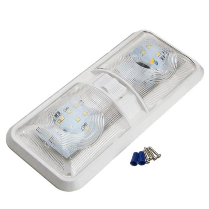 Plafonnier LED Voiture/RV 10-24V 4500K - 48 LEDs, 560LM, Double Dome, Éclairage Intérieur Camion Caravane Bateau