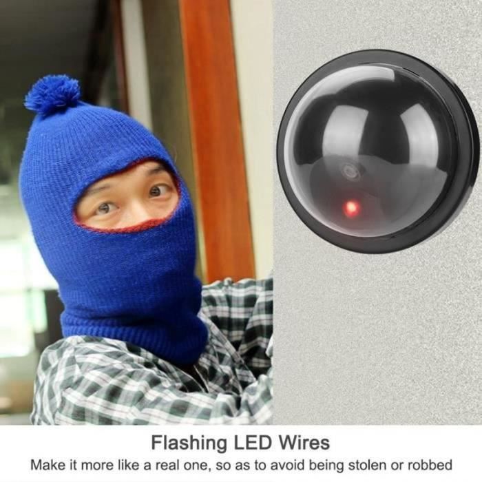 Caméra Factice De Sécurité - Dôme Noir Avec LED Rouge Clignotante, Wi-Fi Factice, Dob-1