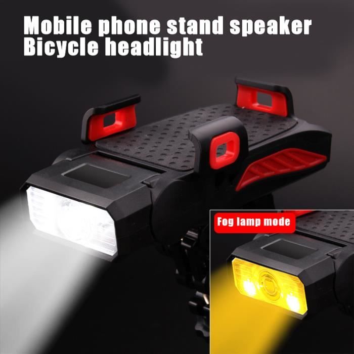 Phare Vélo Solaire Rechargeable USB Avec Klaxon - Éclairage Puissant Pour Cyclisme Nocturne