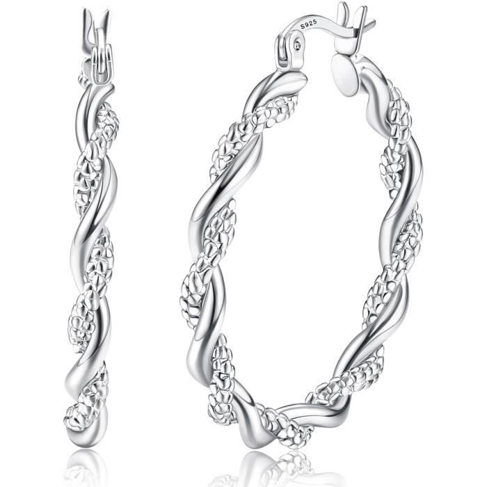 Boucles D'oreilles Créoles En Argent 925 - 4 Cm - Modèle Femme élégant Et Intemporel