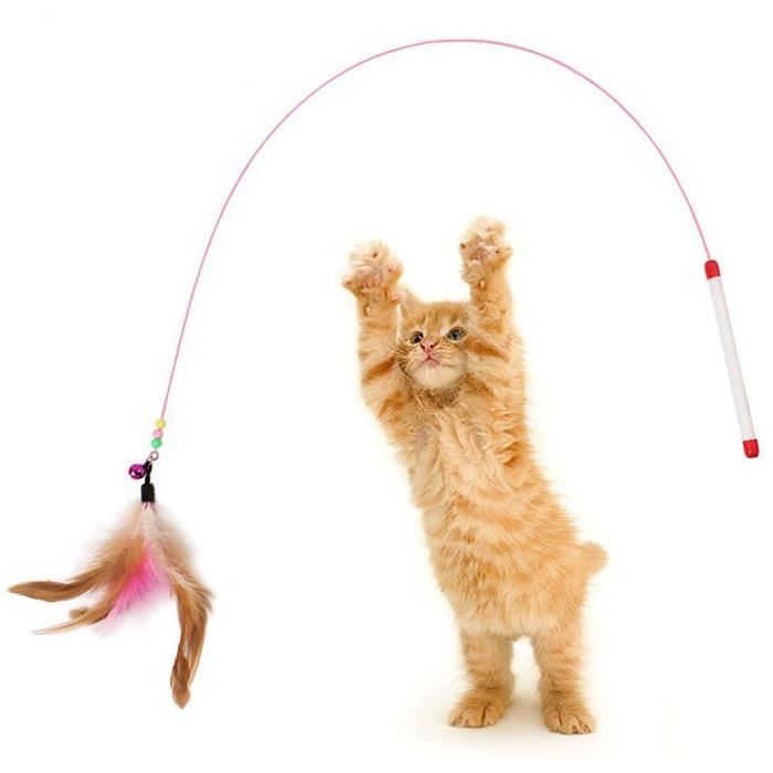 1 Pcs Baton De Chat Drole Fil Couleur Plume Drole Chats Animaux Jouets Interactifs Jouets Cdiscount