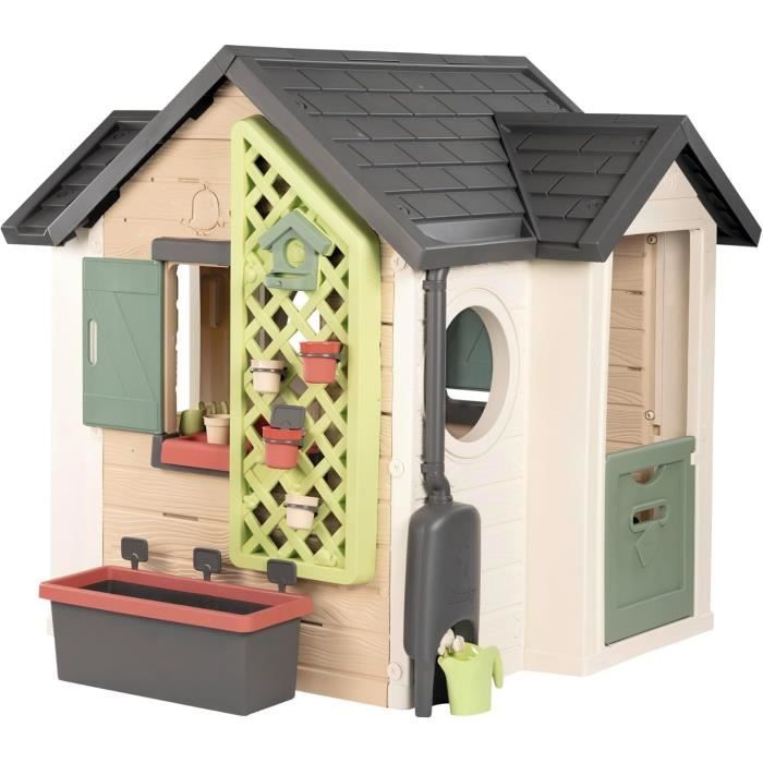 Smoby Life - Garden House - Maison thème Jardinage - Jardinière Treillis Mangeoire à Oiseaux Récupérateur deau - Dès 2 ans