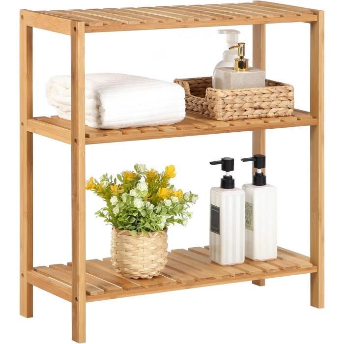 SONGMICS Étagère de Rangement à 3 Niveaux Support pour Plantes Multifonction 60 x 26 x 66 cm Naturel