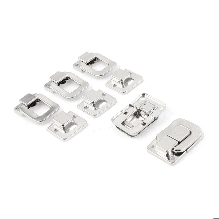 10 Loquets Métal Argenté Pour Coffre à Outils - 40mm De Long, 4 Trous - Marque Uxcell