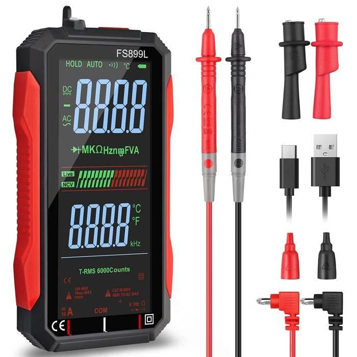 Multimètre Numérique Neoteck 6000 Comptes - Mesure AC/DC, Capacité, NCV, Température - CAT IV 600V