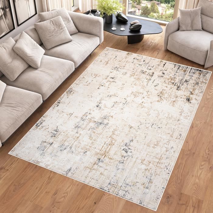 Tapis design beige et doré 80x150 cm