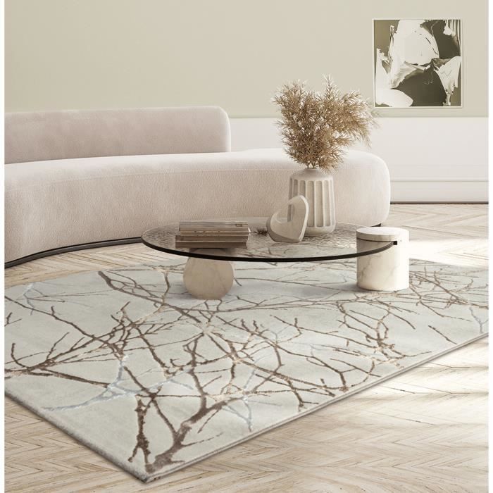 Tapis Moderne - THE CARPET - Mila - Crème - Motif Doré - 140 x 200 cm