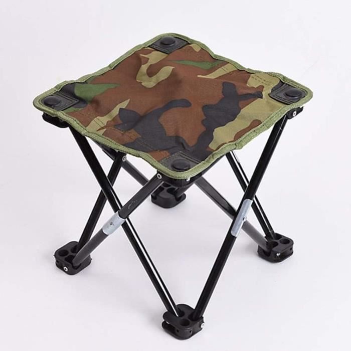 Tabouret Pliant Vintage - Métal Et Toile Rouge/blanc/noir - Camping, Pêche, Chasse