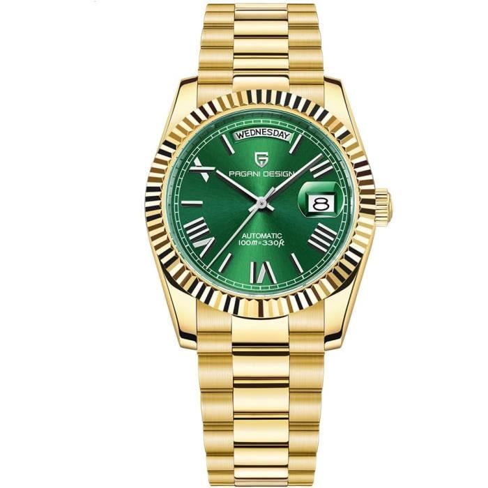 Montre Mécanique Automatique Pagani Design Pour Homme, Cadran Vert, Acier Inox - Neuf