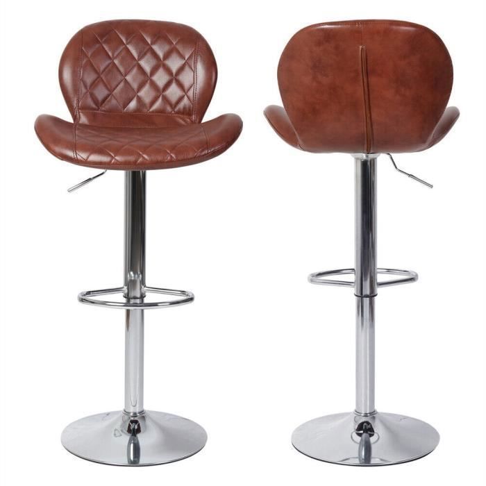 Tabourets De Bar Réglables Tournants - Lot De 3 Avec Dossier Et Repose-pieds, Revêtement En PU Confortable Pour Cuisine Ou Salon - 6