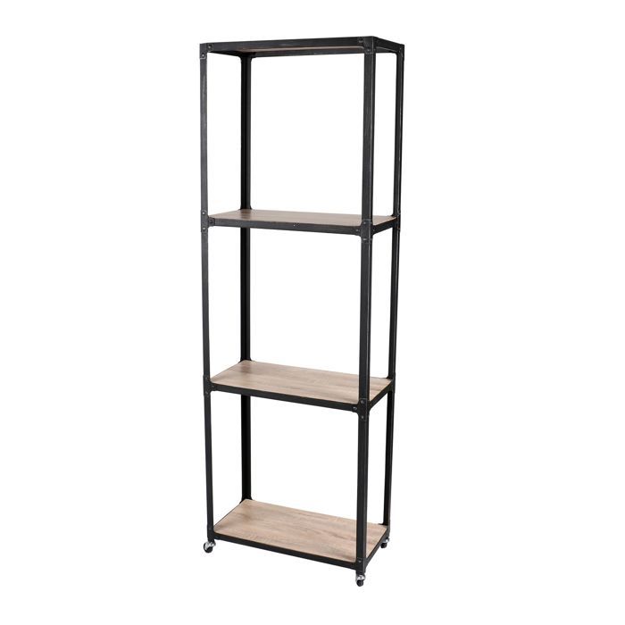 Urban Living - Bibliothèque industrielle 4 Etagères Factory - 30 x H. 180 cm - Marron naturel Urban Living - Bibliothèque industrielle 4 Etagères Factory - 30 x H. 180 cm - Marron naturel