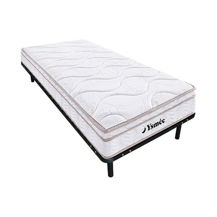 Ensemble 90 x 200 cm cadre à lattes + matelas ressorts 3 zones et mémoire de forme ép.20cm - WOLKENTANZ de YSMÉE