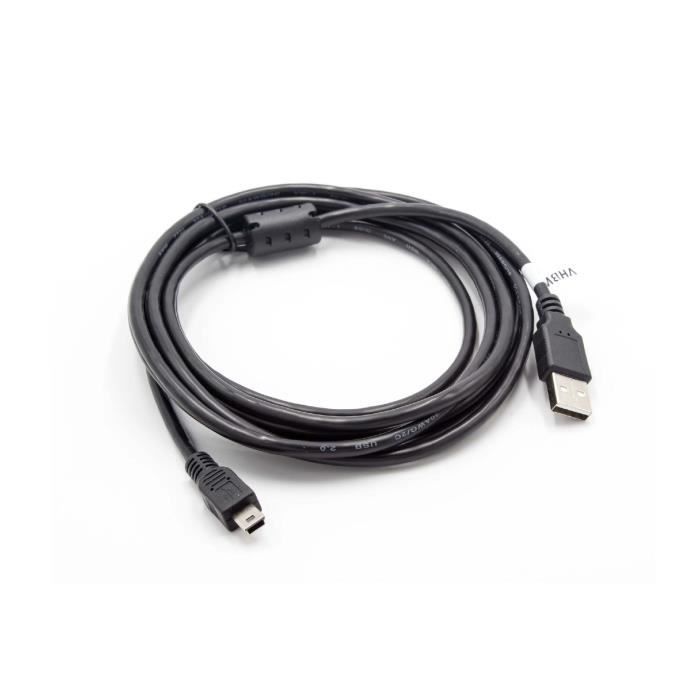 vhbw Câble USB de données 3 mètres (USB standard type A vers appareil photo/caméscope) compatible avec Canon EOS 6D, 2000D, Rebel