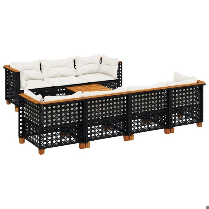vidaXL Salon de jardin 6 pcs avec coussins Résine tressée ensemble de canapés d'extérieur canapé d'angle de jardin 3308162 - vue 9