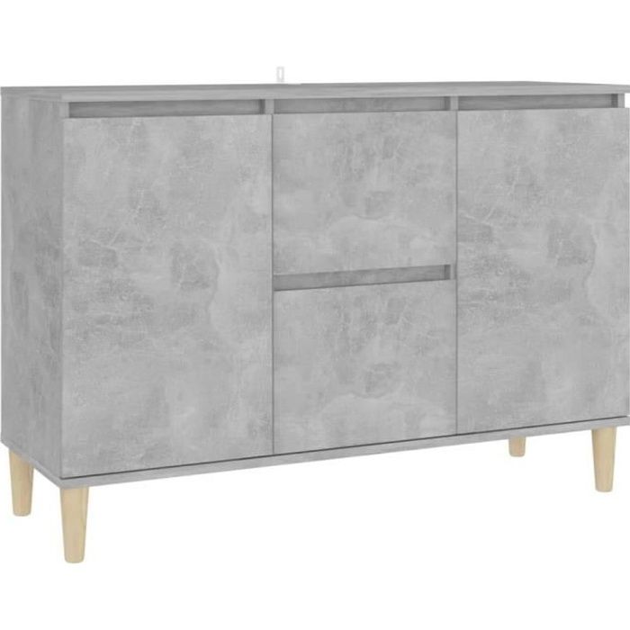 Buffet bas - VIDAXL - Gris béton - 2 portes - 2 tiroirs - Contemporain - Design