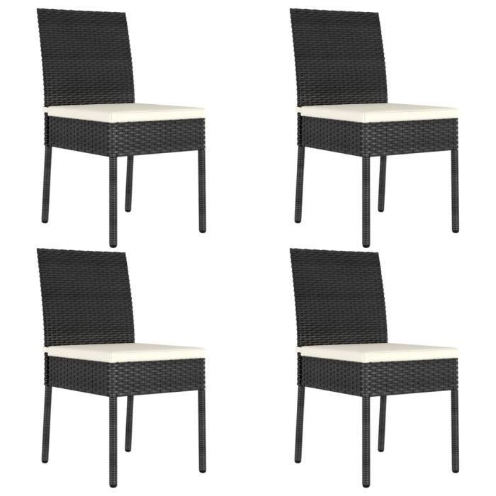 vidaXL Chaises de salle à manger de jardin 4 pcs Résine tressée Noir