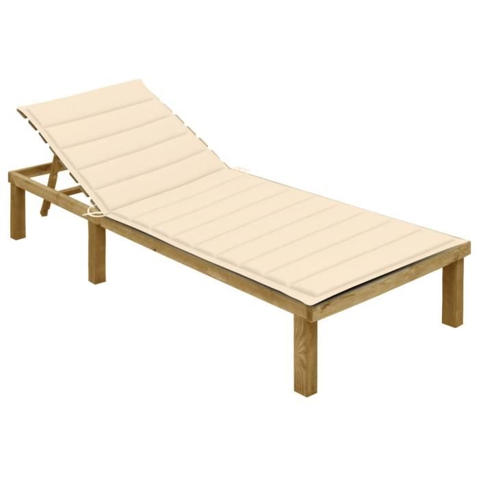 vidaXL Chaise Longue avec Coussins Crème