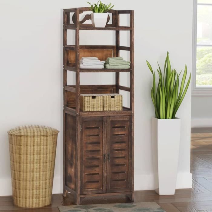 vidaXL Vitrine Marron foncé 46x24x140 cm Bois massif de Paulownia 338506