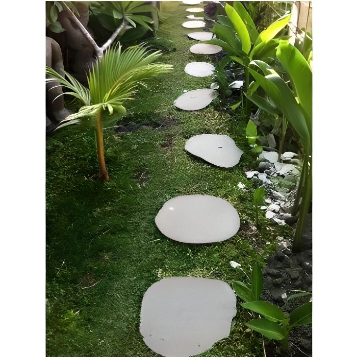 5 pas japonais en pierre galet de rivière - WANDA COLLECTION - Ovale - Gris - Allée de jardin