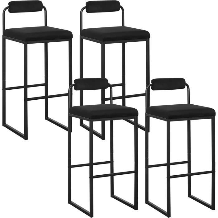 WOLTU 4x Tabourets de Bar en Velours et Métal Chaise Haute Bar Design Moderne Hauteur du Siège 75cm Noir BH343sz-4 WOLTU 4x Tabourets de Bar en Velours et Métal Chaise Haute Bar Design Moderne Hauteur du Siège 75cm Noir BH343sz-4