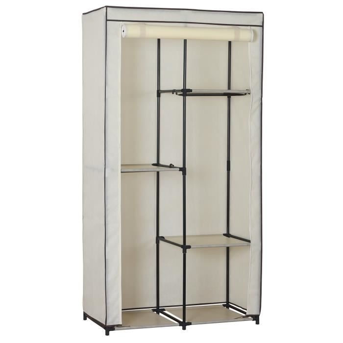 WOLTU Armoire pliante, Armoire de rangement en tissu, penderie de chambre 88.3x46x169cm, Crème