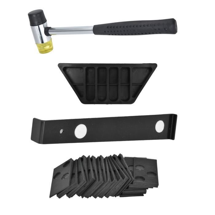 Kit Installation Parquet Stratifié QWORK - 60 Entretoises, Barre Traction, Maillet Double Face, Genouillères, Tout Inclus